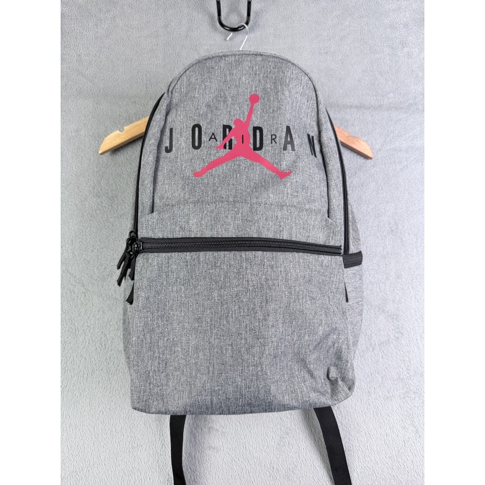 Jordan Jumpman Backpack Heather Grey Pink Logo School Gym Bag 9A0462-GEH